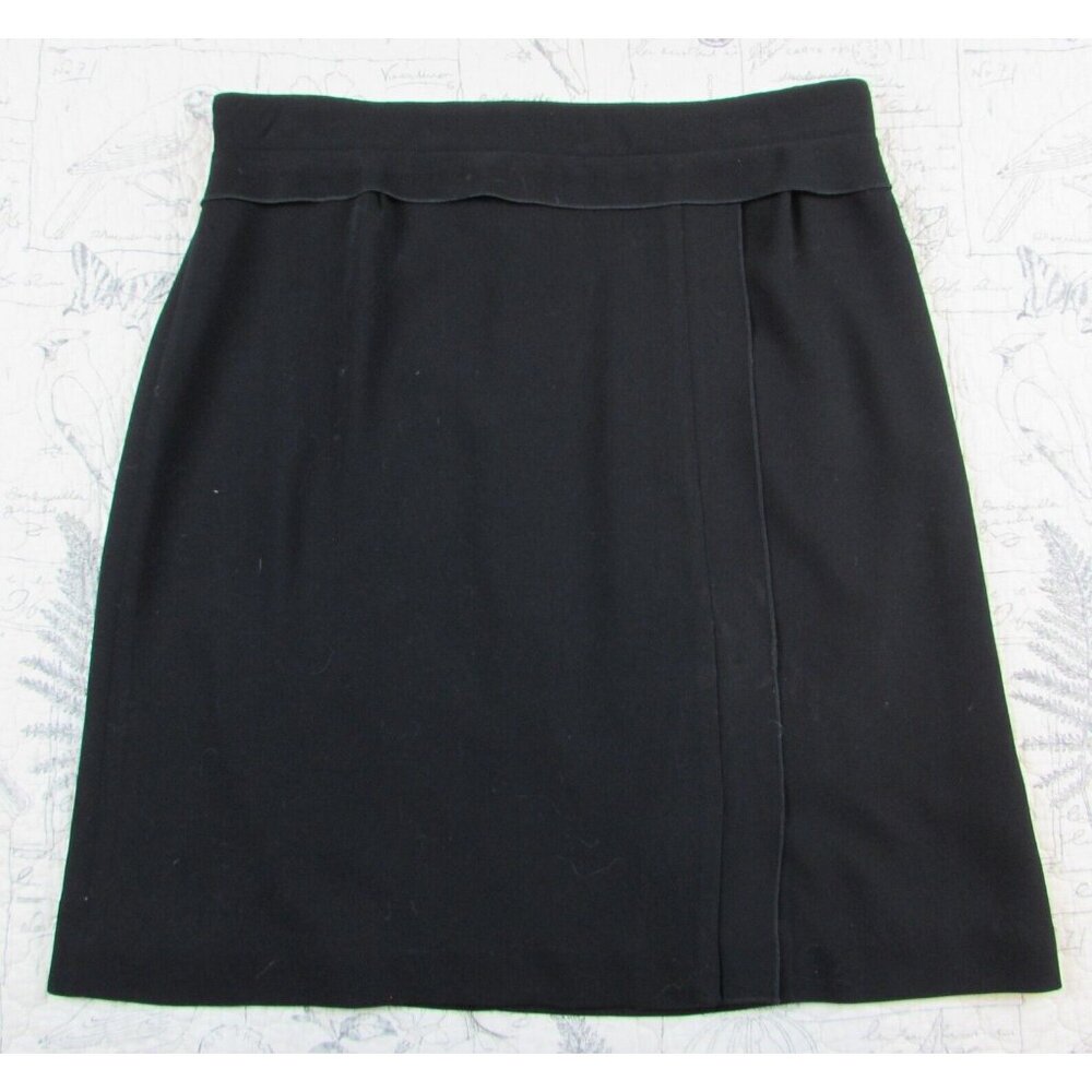 EUC $299 The Fold London Le Maria’s A-Line Black faux wrap Skirt Lined  Size 14